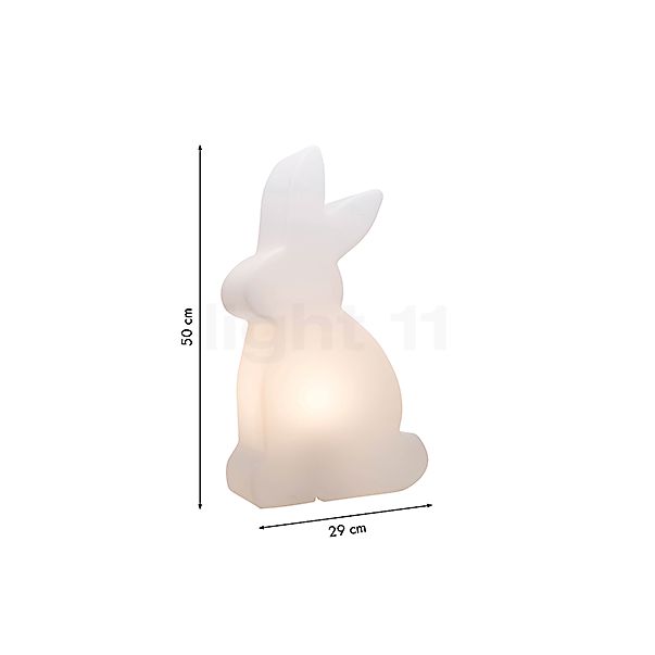 8 seasons design Shining Rabbit, lámpara de sobremesa blanco - 50 cm - incl. bombilla - alzado con dimensiones