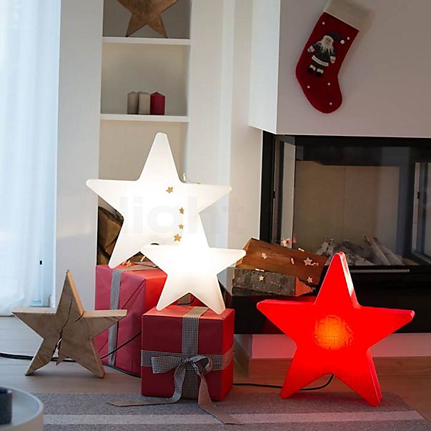 8 seasons design Shining Star Christmas, lámpara de suelo blanco - 60 cm - incl. bombilla - incl. módulo solar