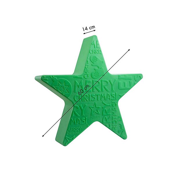 8 seasons design Shining Star Christmas, lámpara de suelo verde - 60 cm - incl. bombilla - alzado con dimensiones