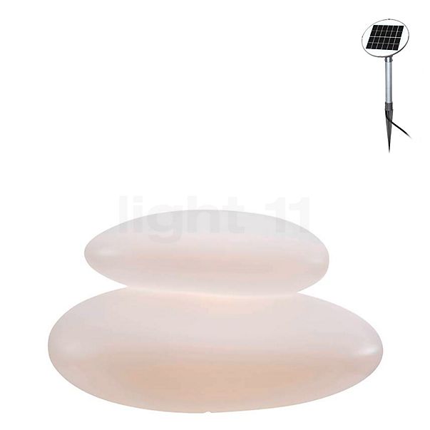 8 seasons design Shining Stone Lampe au sol blanc - 69 cm - incl. ampoule - incl. panneau solaire