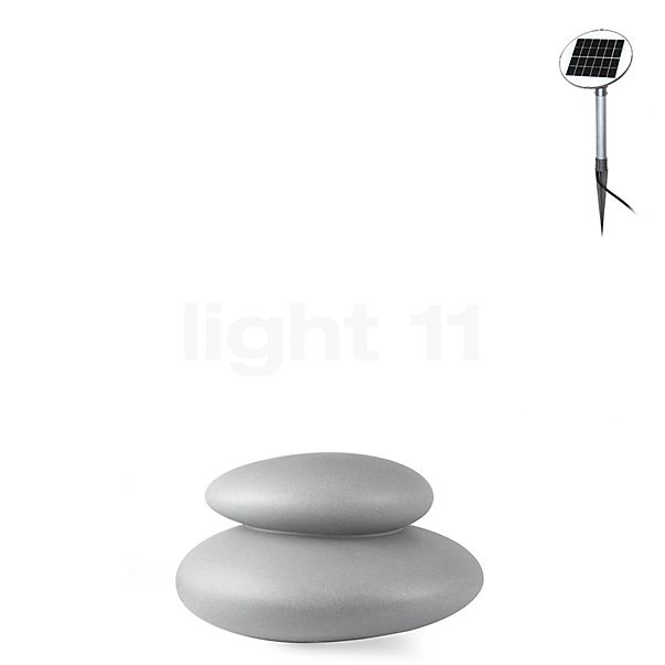 8 seasons design Shining Stone, lámpara de suelo gris - 39 cm - incl. bombilla - incl. módulo solar , Venta de almacén, nuevo, embalaje original