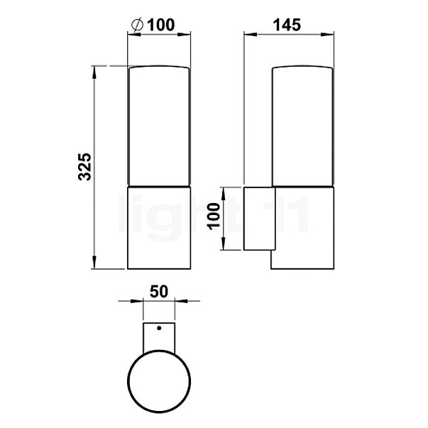 Albert Leuchten 0277 Lampada da parete LED nero - 660277 - vista in sezione