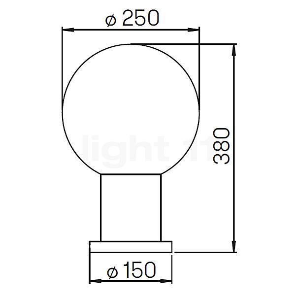 Albert Leuchten 0503, luz de pedestal blanco - 680503 - alzado con dimensiones