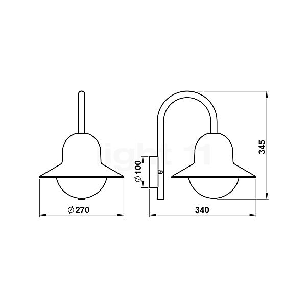 Albert Leuchten 0662, lámpara de pared blanco - 680662 - alzado con dimensiones