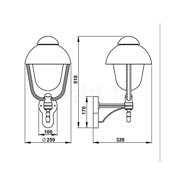 Albert Leuchten 0688, lámpara de pared blanco - 680688 - alzado con dimensiones