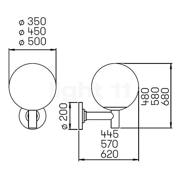 Albert Leuchten 080 Wall light black - ø45 cm - 660801 sketch