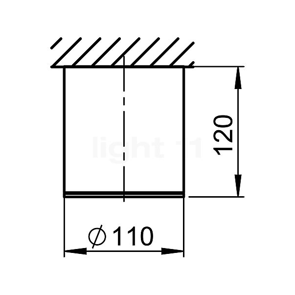 Albert Leuchten 2130, foco de techo blanco - 682130 , artículo en fin de serie - alzado con dimensiones