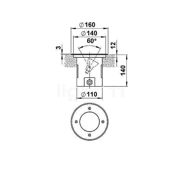 Albert Leuchten 2189 recessed Floor Light stainless steel - 692189 sketch