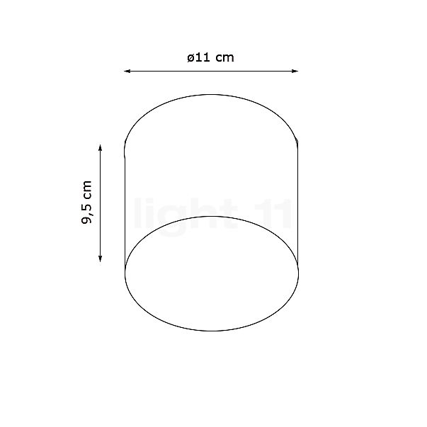 Albert Leuchten 2319, foco de superficie para techo negro - 662319 - alzado con dimensiones