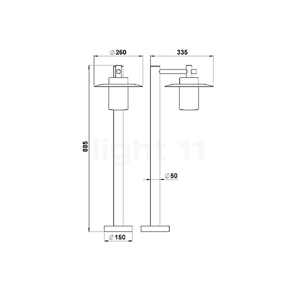 Albert Leuchten 4152 Pullertlampe sort - 664152 skitse