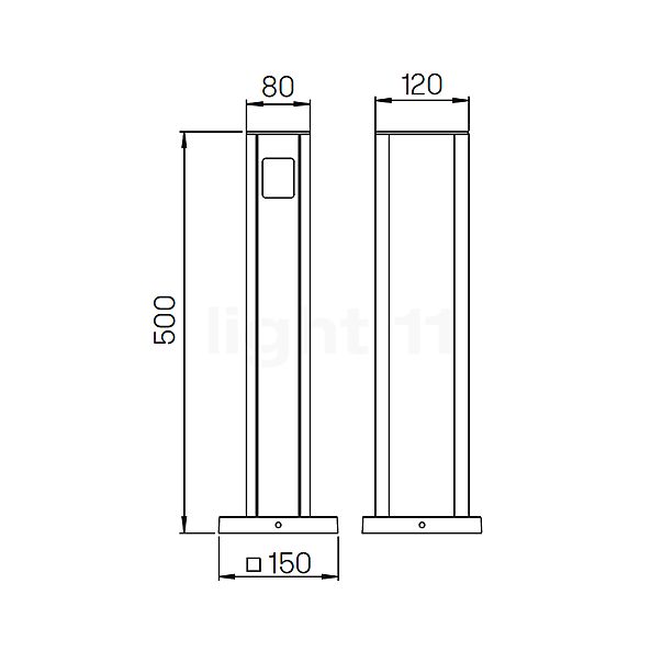 Albert Leuchten 66210 Power Outlet Pillar black, 4x sockets - 662106 sketch