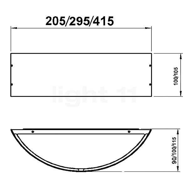 Albert Leuchten 6963 Applique LED arrondie acier inoxydable, 20,5 cm - 696346 - vue en coupe