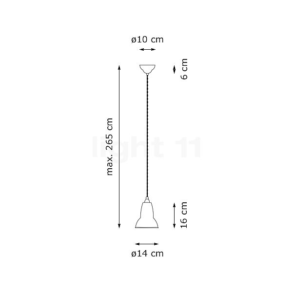 Anglepoise Original 1227 Brass Hanglamp zwart schets