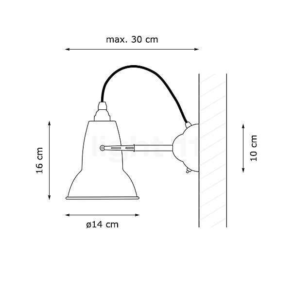 Anglepoise Original 1227 Brass Lampada da parete grigio - vista in sezione