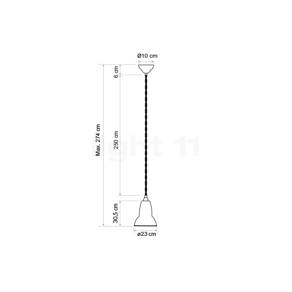 Anglepoise Original 1227 Brass Midi Hanglamp grijs schets