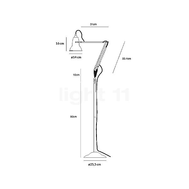 Anglepoise Original 1227 Floor Lamp black/cable black sketch