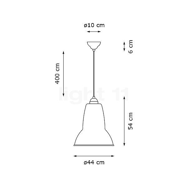 Anglepoise Original 1227 Giant Lampada a sospensione opaco nero - vista in sezione