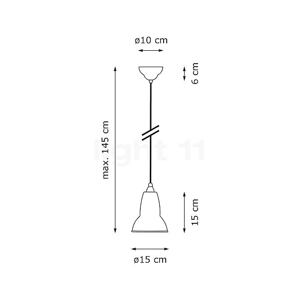 Anglepoise Original 1227 Lampada a sospensione grigio - vista in sezione