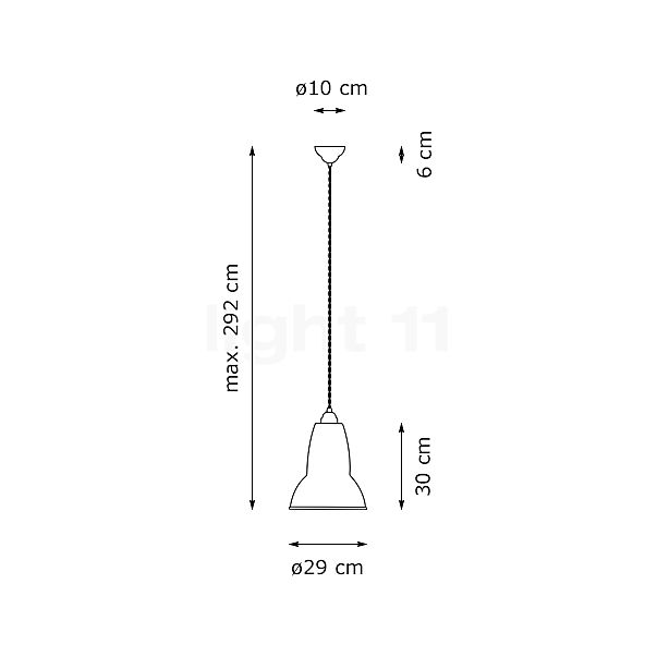 Anglepoise Original 1227 messing Maxi Pendel sort skitse