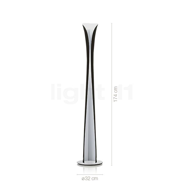 Dimensions du luminaire Artemide Cadmo LED noir/blanc, 2.700 K en détail - hauteur, largeur, profondeur et diamètre de chaque composant.