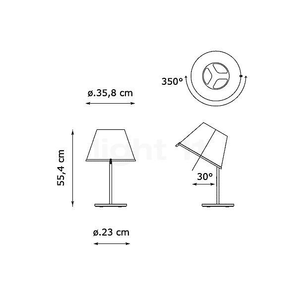 Artemide Choose Tavolo bianco/cromo - vista in sezione