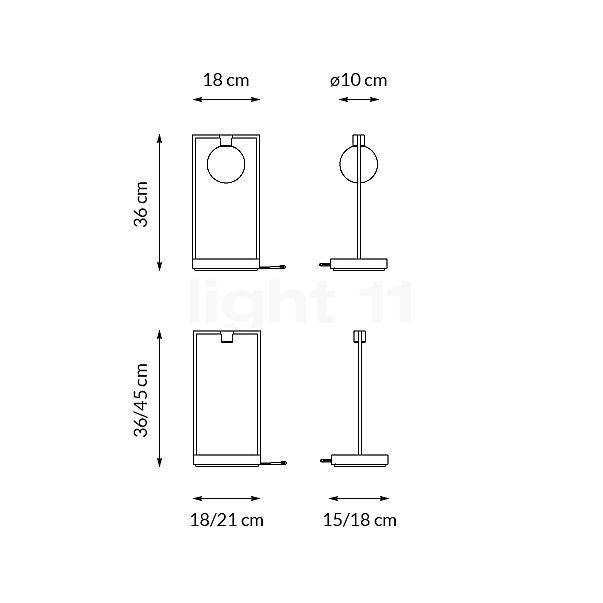 Artemide Curiosity Lampe de table LED noir - 45 cm - focus - vue en coupe