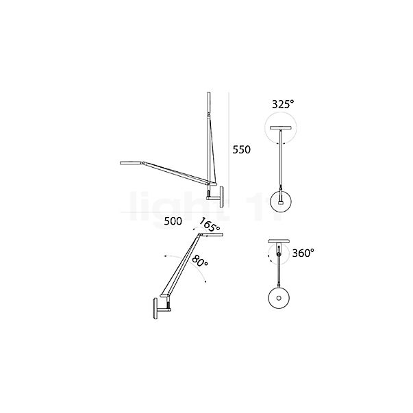 Artemide Demetra Micro Parete wit - 2.700 K schets