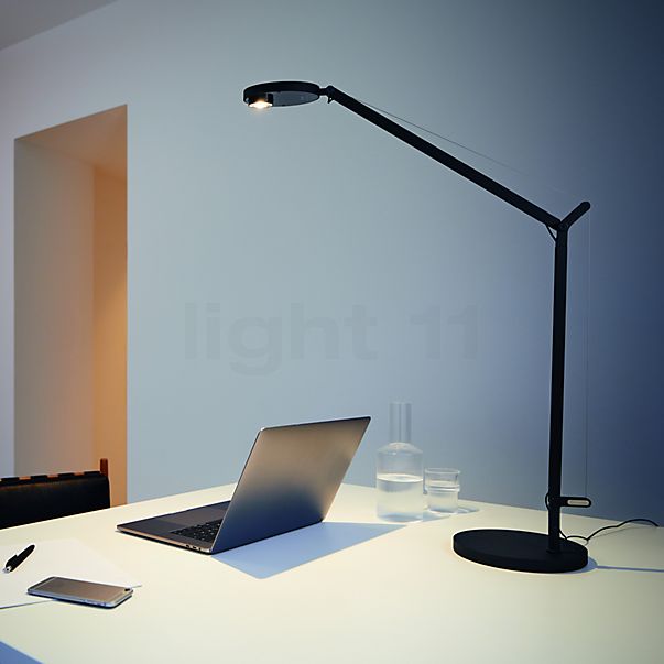 Artemide Demetra Professional Tavolo noir mat - 3.000 K - avec pince de table - avec détecteur de présence