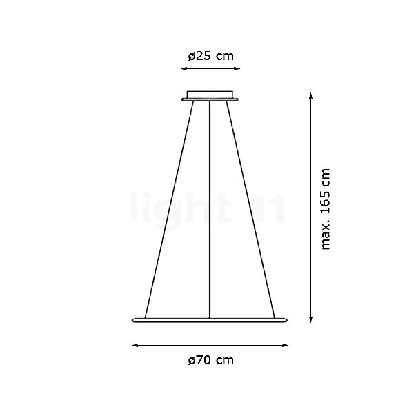 Artemide Discovery Sospensione LED aluminio satinado - regulable - alzado con dimensiones