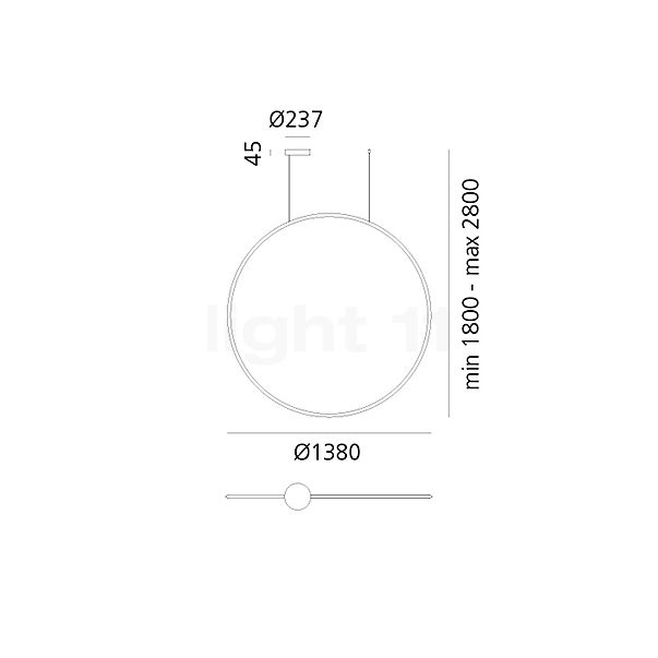 Artemide Discovery Vertical Sospensione LED aluminium calendered - ø140 cm - dimmable sketch