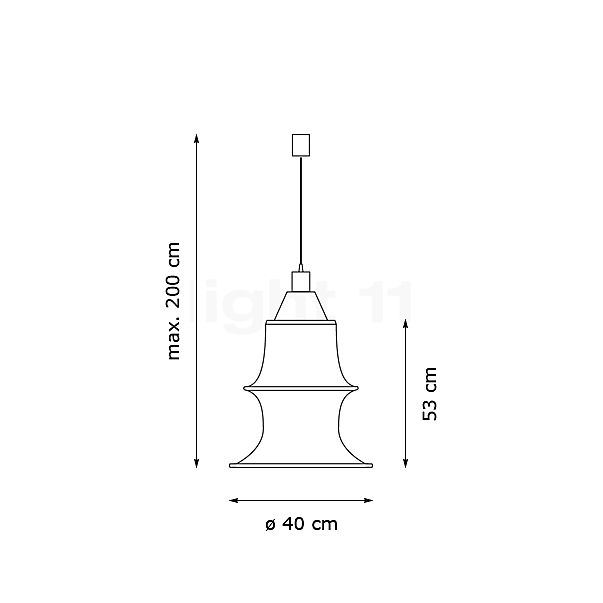 Artemide Falkland, lámpara de suspensión 53 cm, no a prueba de fuego - alzado con dimensiones