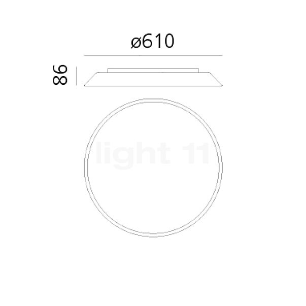 Artemide Febe LED blanco - 2.700 K - alzado con dimensiones