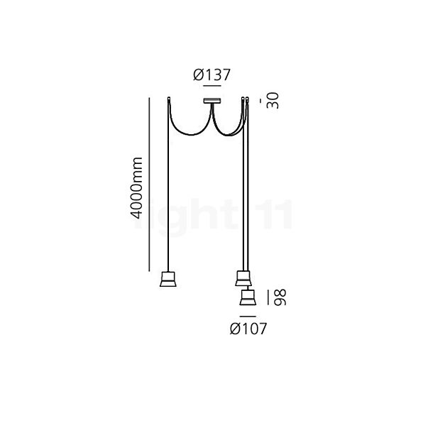 Artemide Giò light Sospensione LED Cluster nero - vista in sezione