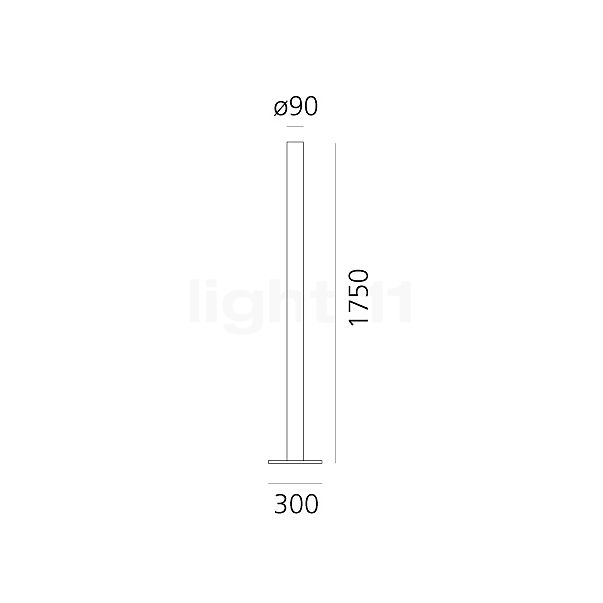 Artemide Ilio Lampadaire LED doré/argenté - 2.700 K - vue en coupe