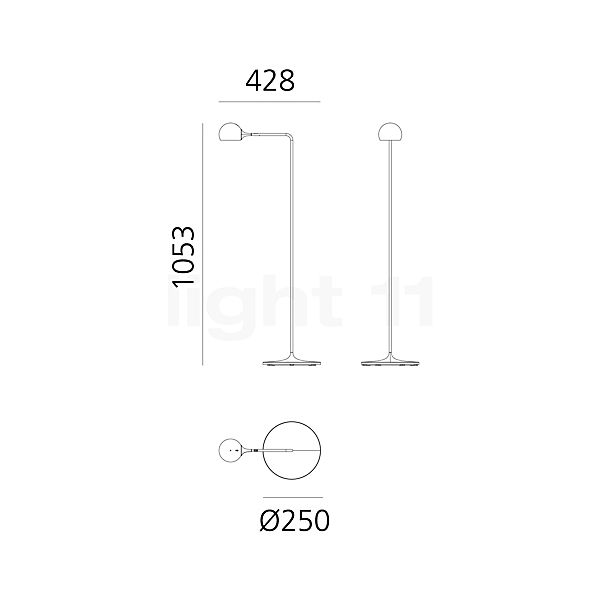 Artemide Ixa Leeslamp LED lichtgrijs - 2.700 K schets