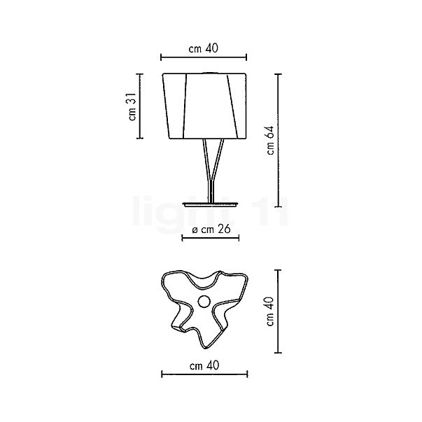 Artemide Logico, lámpara de sobremesa ahumado - alzado con dimensiones