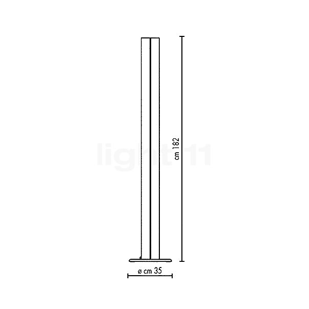 Artemide Megaron Terra LED negro - 3.000 K - alzado con dimensiones