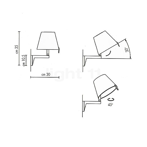 Artemide Melampo Parete bronze , Lagerverkauf, Neuware Skizze