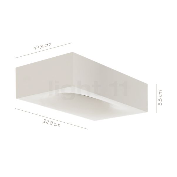 Dimensions du luminaire Artemide Melete Parete LED blanc - 3.000 K en détail - hauteur, largeur, profondeur et diamètre de chaque composant.