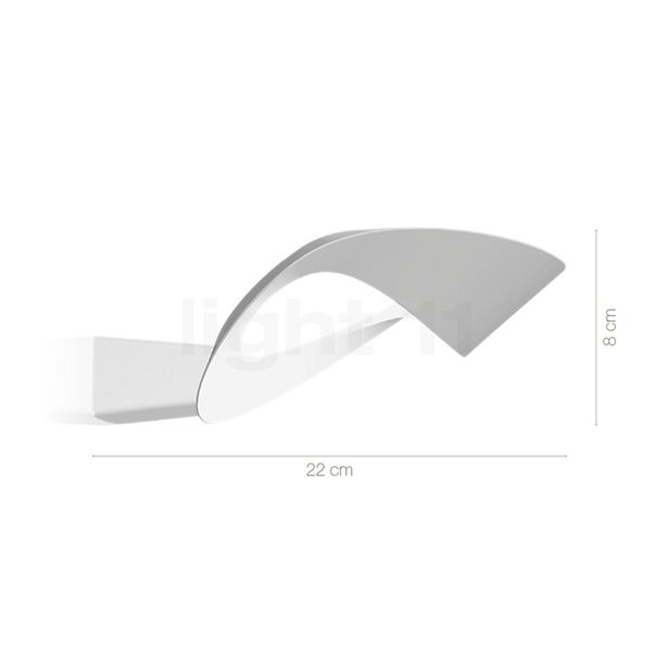 Dimensions du luminaire Artemide Mesmeri Parete Halo blanc en détail - hauteur, largeur, profondeur et diamètre de chaque composant.