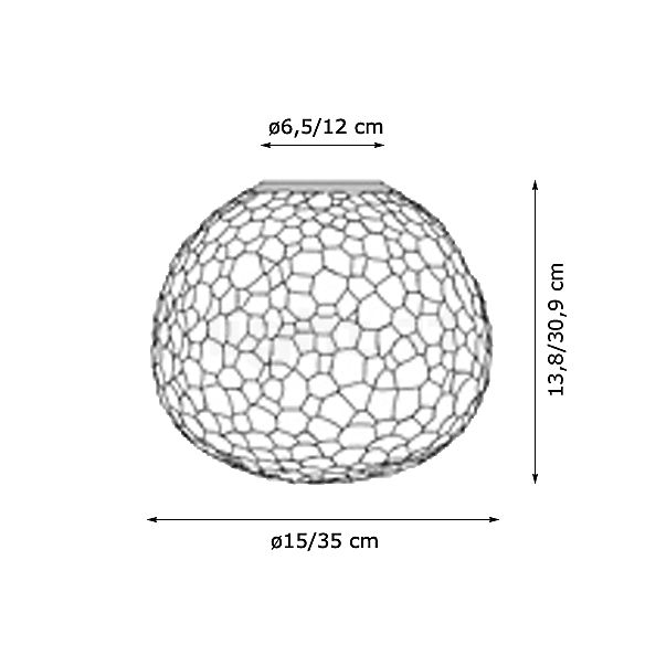 Artemide Meteorite Soffitto/Parete ø35 cm - alzado con dimensiones