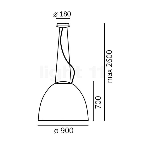 Artemide Nur 1618 Sospensione LED gris aluminium - Integralis - vue en coupe