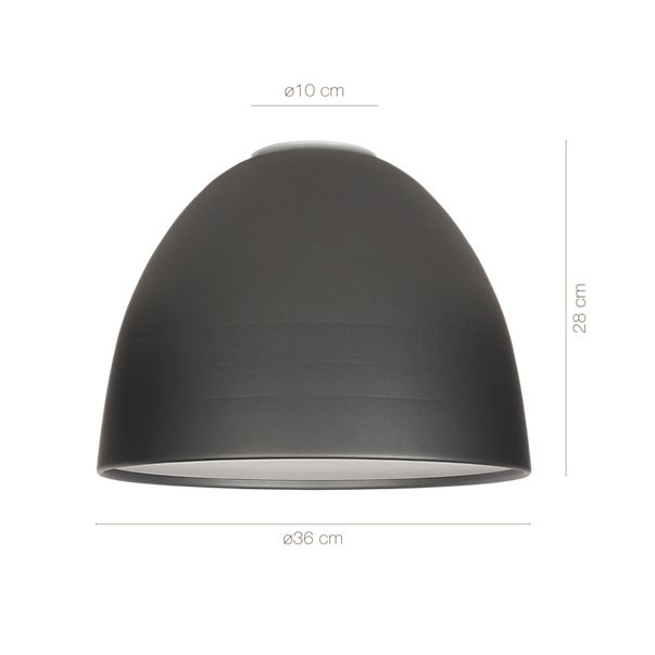 Measurements of the Artemide Nur Ceiling Light anthracite grey - Mini in detail: height, width, depth and diameter of the individual parts.
