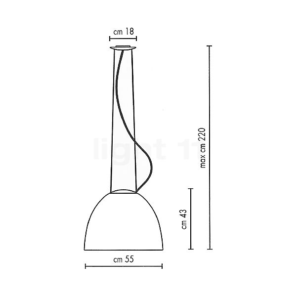 Artemide Nur Hanglamp LED zwart glanzend schets