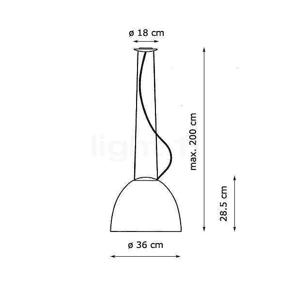 Artemide Nur Lampada a sospensione LED nero lucido - Mini , Vendita di giacenze, Merce nuova, Imballaggio originale - vista in sezione
