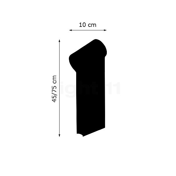 Artemide Oblique, sobremuro LED 45 cm - alzado con dimensiones
