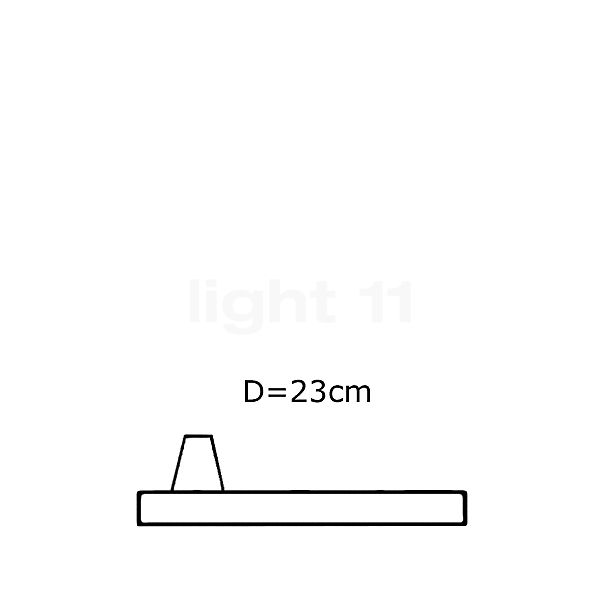 Artemide Pieza de repuesto Tolomeo, pie de mesa Tavolo ø23 cm aluminio pulido - alzado con dimensiones