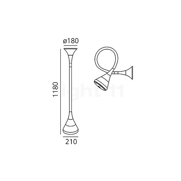 Artemide Pipe Wand- und Deckenleuchte LED weiß - 2.700 K Skizze