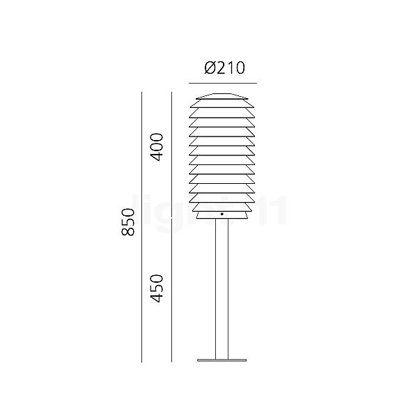 Artemide Slicing, lámpara de pie LED Outdoor 85 cm - alzado con dimensiones