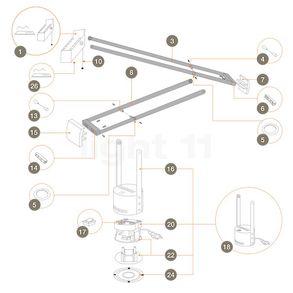 Buy Artemide Spare Parts For Tizio 35 Black At Light11 Eu